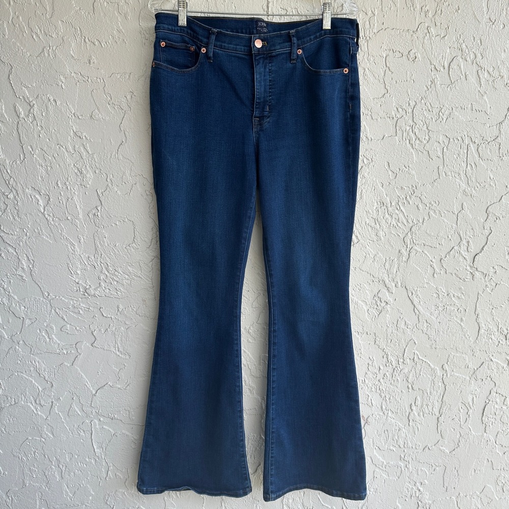 J.Crew Full Length Flare Jeans‎ Dark Wash High Rise Denim Women 29 Western Boho